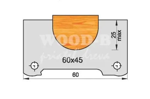 Zákazkový nôž Superprofil 60x45x2 HW na masív