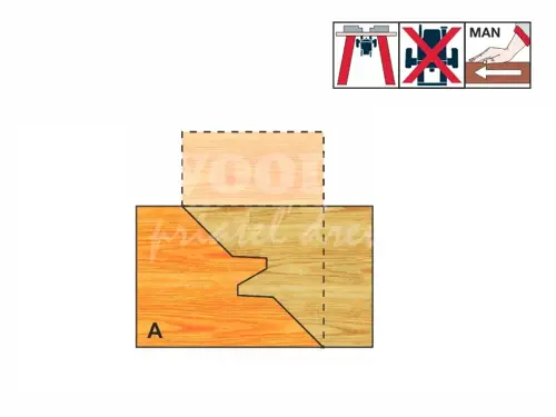 Fréza na rohový spoj 45°; D55,0; B23,0; L61,0; stopka12