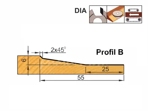 Výplňová fréza na MDF dvierka; D170; B24,5; d30; Z2; profil B