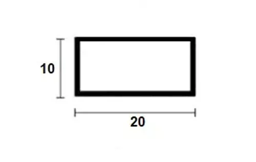 Obdĺžnikový profil Al; 20x10x1; 2m