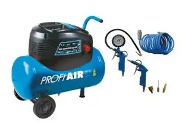 Sada kompresor bezolejový Profiair 24l; 1,1kW + hadica + pištole 2ks