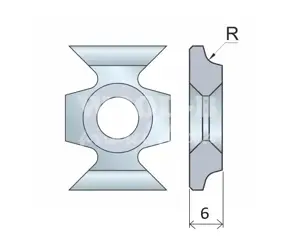 Zaobľovací a zrážací element jednostranný; HW; 16x22x6; R5