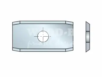 Obdĺžniková žiletka pre špirálové hobľovacie hlavy-zrazená; HW; 20x12x1,5; jeden otvor; masív