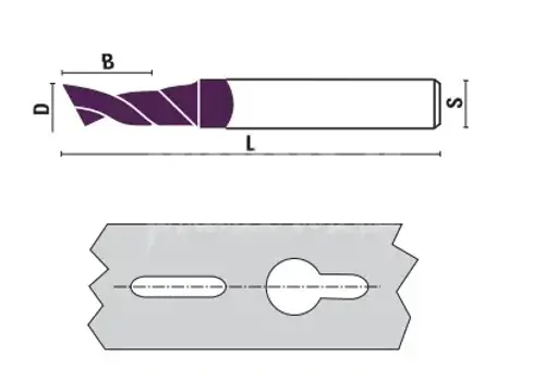 Fréza na oblúkové okná s DIA povlakom; D6,0; B14; L70; stopka 8