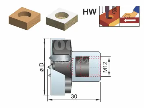 Vŕtacia korunka M12; D26; z 2+2, ľavá