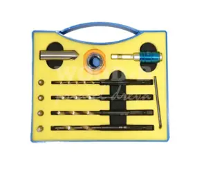 Vŕtací set A na terasy; vrtáky pr. 4,0; 4,5; 5,0; 6,0; záhlbník; hĺbkový doraz; sada BITov