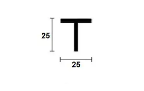 Profil T Al; 25x25x1,5; 2m