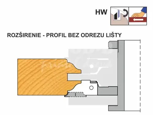 Fréza na interiérové dvere PROFI - rozšírenie profil bez odrezu lišty K411; D160; d30; Z2