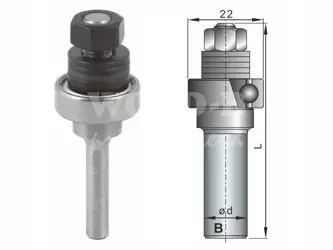Upínací tŕň s ložiskom pre kotúčové frézy; D8,0; B25,4; L60,3; stopka 6
