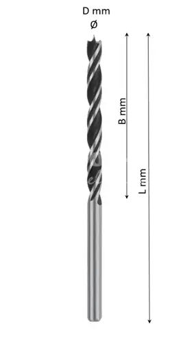 Vrták do dreva; D 7; B 60; L 97; stopka 7