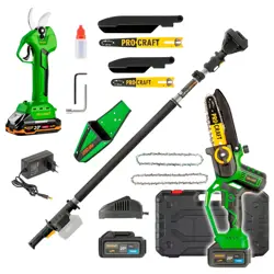 Aku ručná Sada píla Procraft PKA32Li a nožnice na konáre ES25Li; 20V; 1x4Ah+1x2Ah; nabíjačka