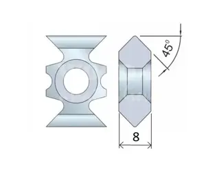 Zaobľovací a zrážací element obojstranný; HW;  15x20x8; <45°; masív