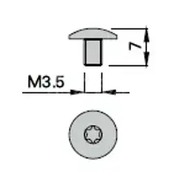 Skrutka s polguľatou hlavou; D8,0; L7,0; stopka M3,5