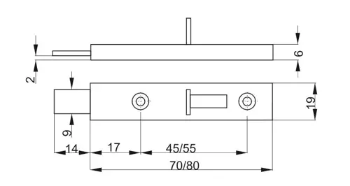 Zástrč nábytková T 7404 / 70mm niklová