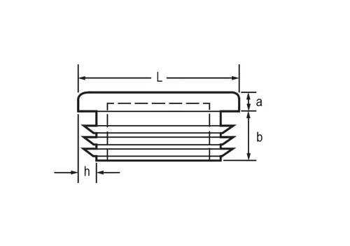 Štvorcová zátka do profilov a rúrok; L40; a5,0; b14,5; h1,0-3,0; čierna