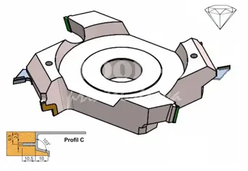 DIA fréza na AL úchytky - profil C; D166; B24; d30; Z2+2+2